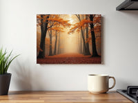 Memory Metal print — autumn forest, wall-mounted