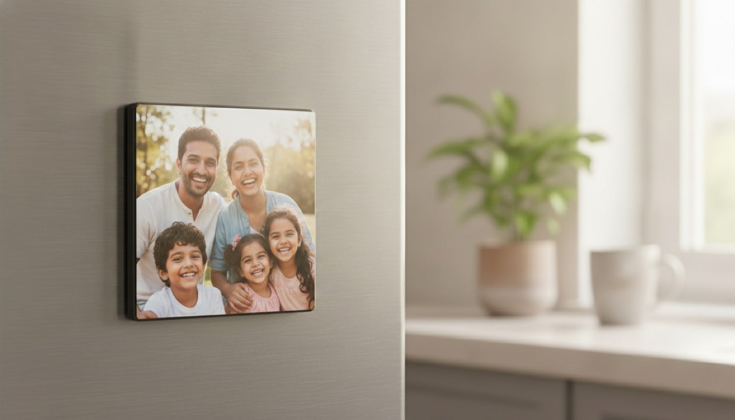 Music Box magnet with a family photo