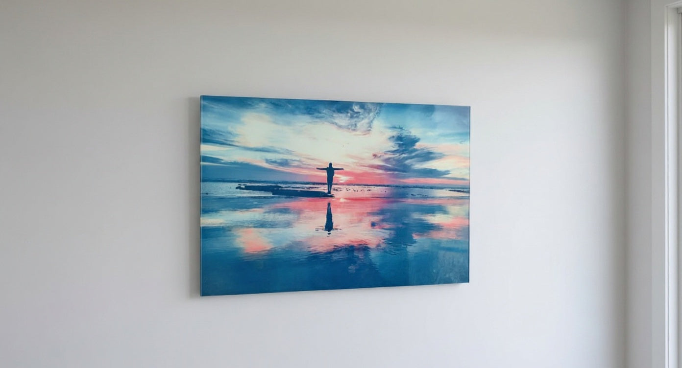 Memory Glass — beach-sunset, flush wall-mount