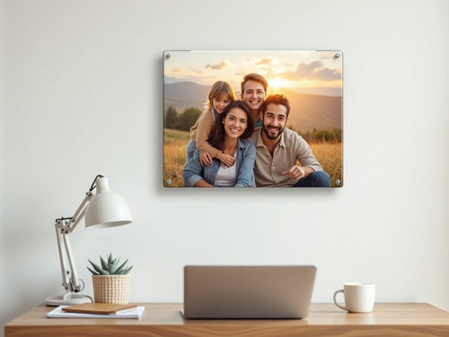 Memory Metal print — family photo, wall-mounted