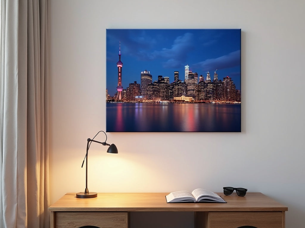 Memory Metal print — city skyline, wall-mounted